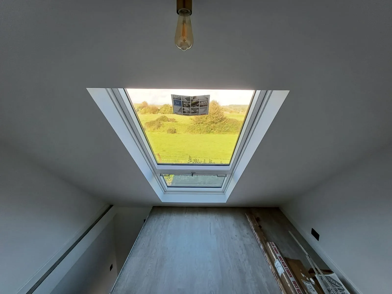 A room that has a skylight in it.